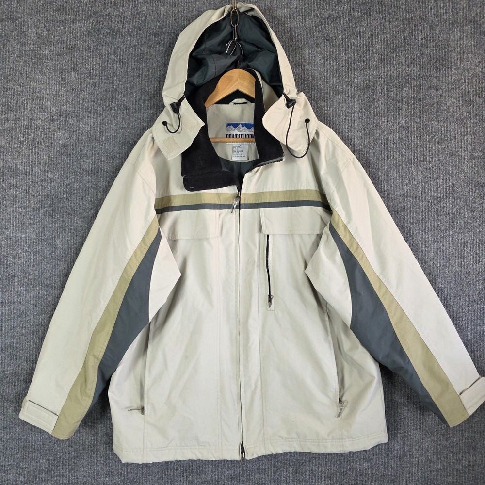 Powderhorn Ski Jacket Mens L Beige Vintage Snowboard Winter Hooded Coat Tan